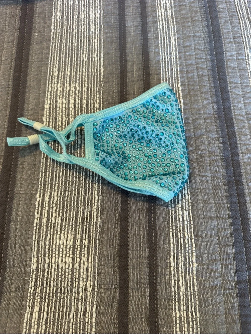 NWOT Embellished Teal Face Mask with Rhinestones